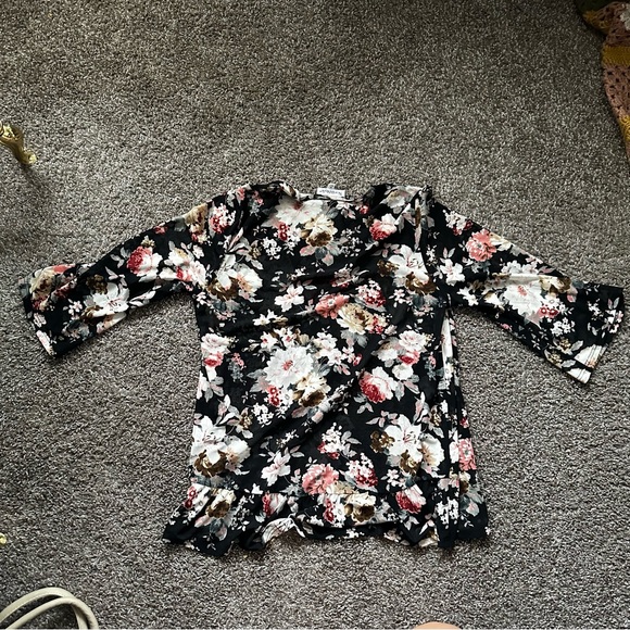 Vintage North Style Black Floral Sheer Ruffle Kimono Cardigan Size M - Picture 4 of 4